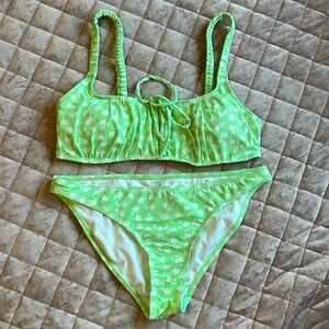 Bright green floral bikini